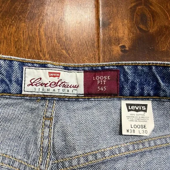 Levi's 545 Loose Fit Vintage 1993 Denim Blue Jeans Gold Tab Men's Size 38 x 30 - Picture 6 of 11